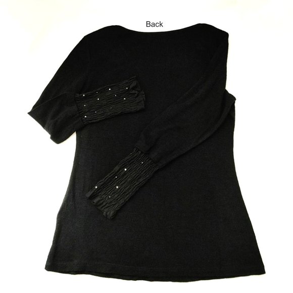 ERUNER 2-pc Set Black Tunic Long Sleeved Round Neck w/ matching Scarf M-L - Picture 7 of 15